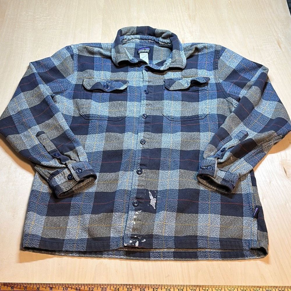PATAGONIA FJORD FLANNEL Mens Medium‎ Hayburner Classic Navy Long Sleeve Shirt